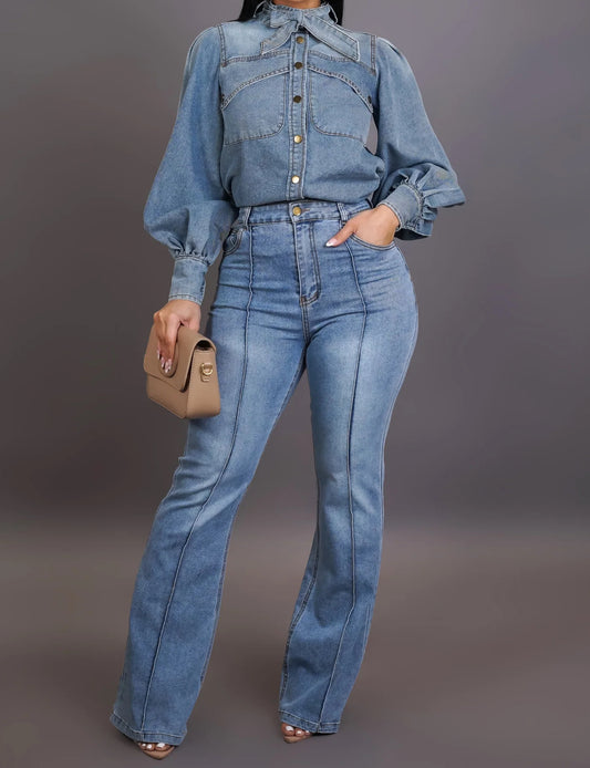 Not Your Teacher Denim Pants Set